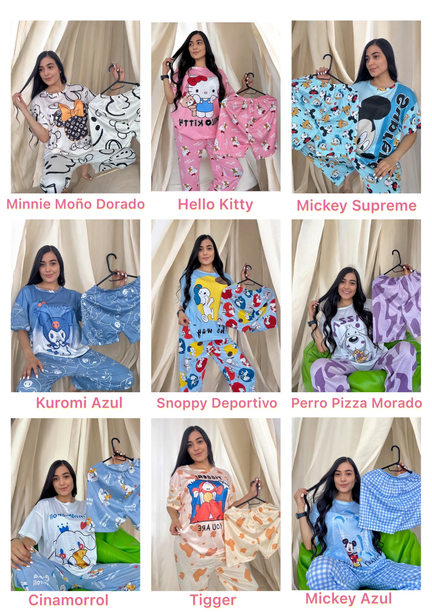 COMBO 3 PIJAMAS DE 3 PIEZAS TALLA UNICA (S,M) $99.000 + ENVÍO GRATIS