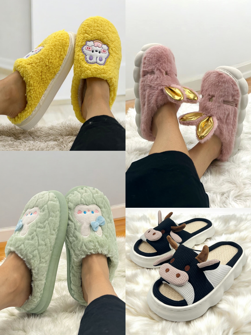 PANTUFLAS BABUCHAS DISEÑOS CONEJOS Y VACA (Talla 34 a 39)